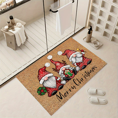 1 piece of Christmas-themed Santa Claus Crystal Velvet Floor Mat perfect for use in the living room, bedroom, kitchen, courtyard, or as an outdoor door mat. Weighing 180-300g.