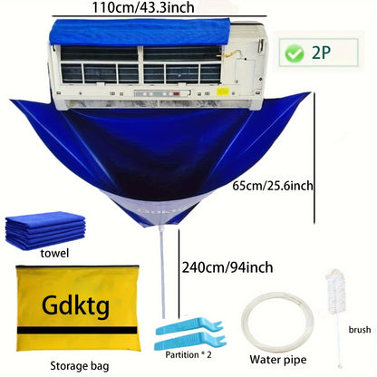 1 piece of Hanging Air Conditioner Thickened Cleaning Cover (95/130cm) for Home Dust Removal. Includes Cleaner Water Bag Set with Brush, Towel, and Water Pipe for a Special Air Conditioner Cleaning.