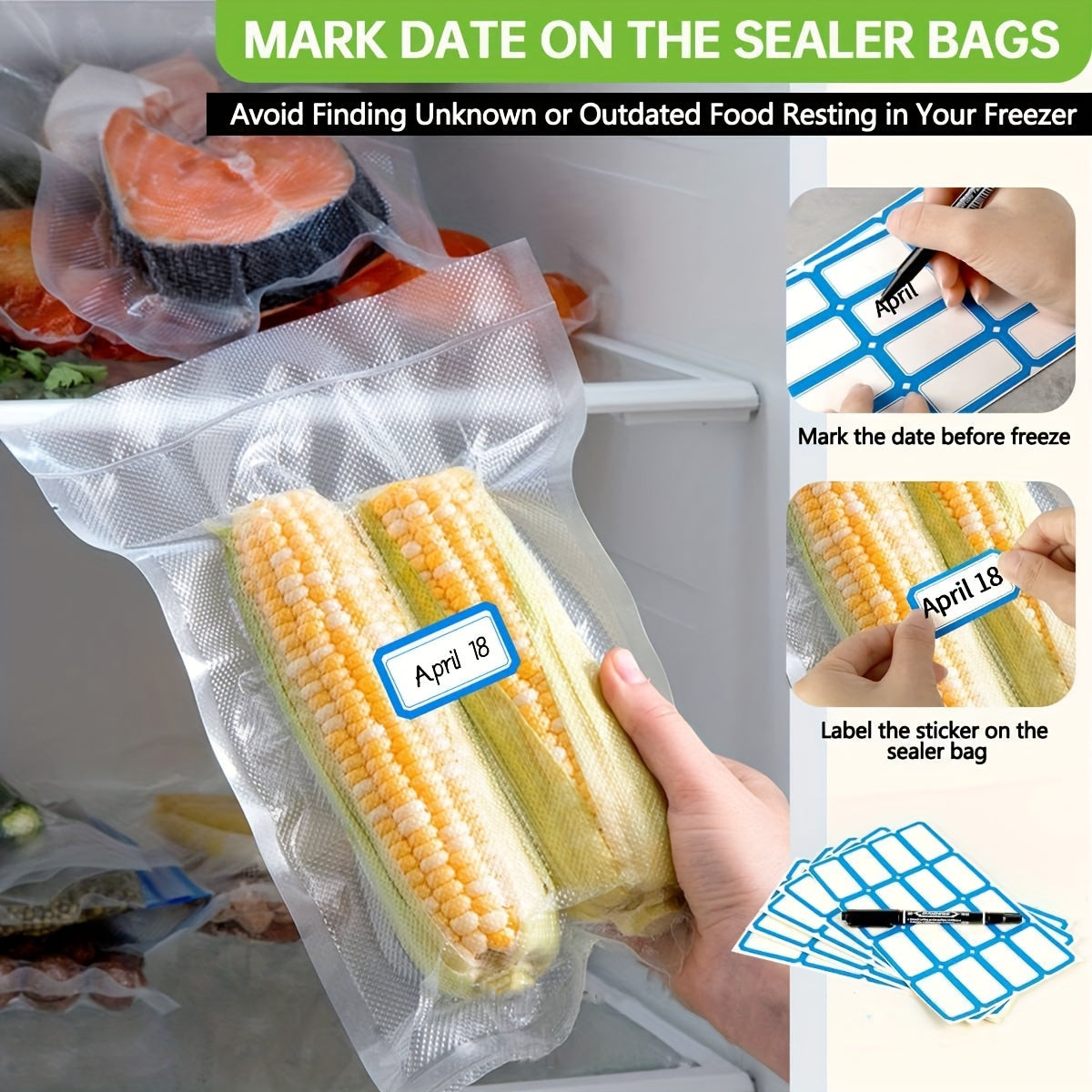 [Top Pick] Kitchen Food Vacuum Sealer Bags - BPA-Free and Ideal for Freshness, Compression Cooking, and Steaming Storage. No Power Required for Packaging and Sealing.