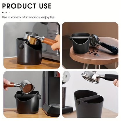 1 piece of Espresso Knock Box with a straight shape, designed to collect coffee grounds. This coffee dump bin comes with a removable knock bar and non-slip base for easy use. It is shock-absorbent and built to last.