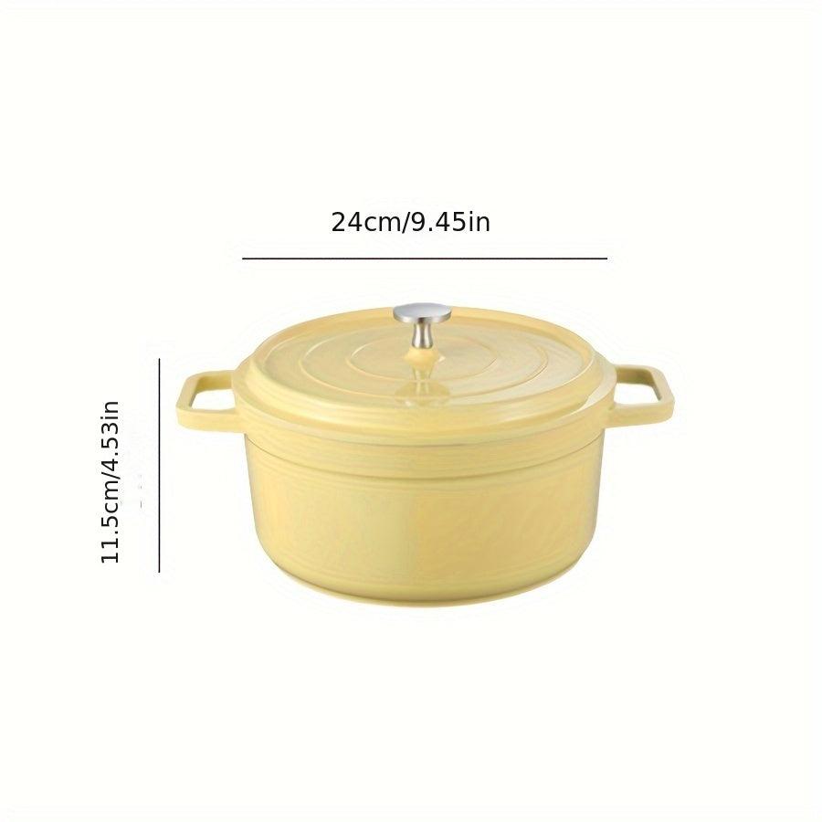 1 piece Enamel Non-Stick Pot with Lid, versatile multi-purpose pot for stewing, making soup, and cooking. Suitable for use in the oven, induction cooker, halogen and gas stove, and electric ceramic stove. Available in sizes 93 oz and 160.6 oz.