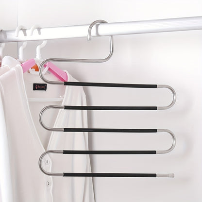 1 piece of 5-layer stainless steel non-slip pants hanger set for home, measuring 36.98cm by 35.99cm.