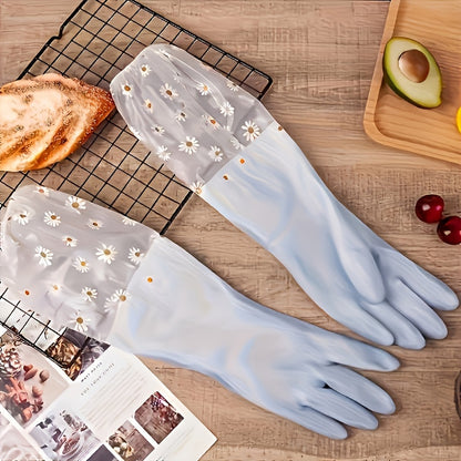 - Keep your hands dry with 1 Pair of Long-Sleeve Waterproof PVC Cleaning Gloves - Perfect for Kitchen, Dishwashing, and Laundry Tasks - Non-Slip and Durable for all your Household Chores - Alcohol-Free Essential for Your Home