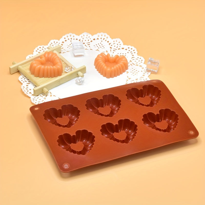 1 piece of Chocolate Mold, 3D Silicone Mold with 6 Cavities for Cookies and Cakes. This Baking Tool is a must-have Kitchen Accessory.