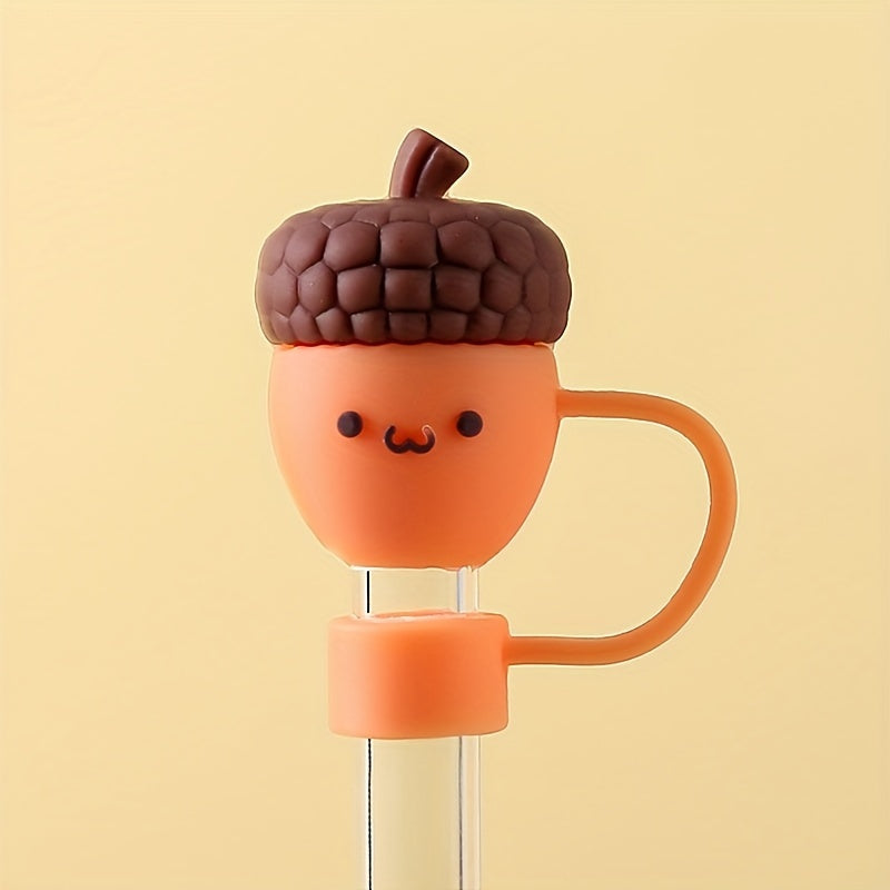 1 piece of a new cartoon straw cap made of food-grade silicone material. This creative straw cover is suitable for 10mm/0.4inch straws and is reusable. It is safe and dustproof, making it perfect for parties as a gift or decoration on party cups.