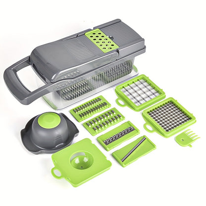 - Kitchen Set includes 1 Vegetable Chopper, 22in1/15in1 Slicer, Manual Food Grater, and Onion Mincer Cutter
- Multifunctional design for slicing fruits and vegetables easily
- Convenient container for collecting sliced vegetables
- Household essential