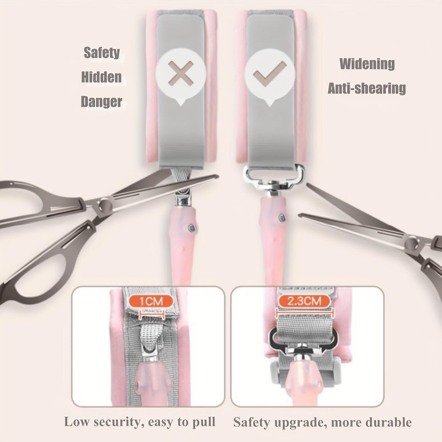 Youngsters Safety Leash: Reflective Anti-Lost Wrist Link with Key Lock & Whistle, Faux Leather, Perfect for Kids - Pink, Walking Safety Wristband Rope, Ideal Gift for Halloween, Thanksgiving, Christmas - 1pc