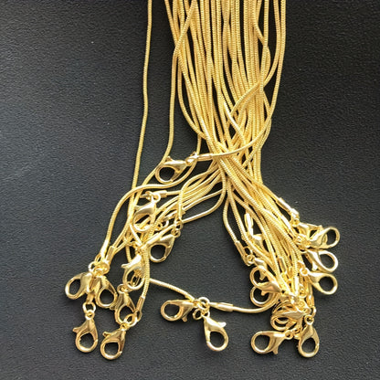 [Customer Favorite] Set of 5 Stylish Gold-Plated Herringbone & Snake Chain Necklaces - Choker Style with Easy-to-Use Lobster Claw Clasps, Perfect for Making Your Own Jewelry, Shiny Gold Finish, Ideal for DIY Crafting