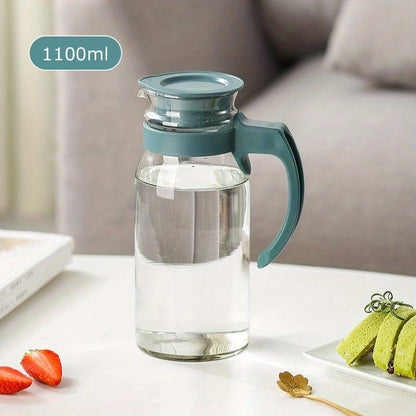 [Best-Selling] Stylish Large Glass Water Jug with Handle - Available in 800/1100/1400ml, Perfect for Cold Drinks, High-Temperature Resistant for Home Use and Kitchen Storage|Unique Handle Design|Made with Durable Borosilicate Glass