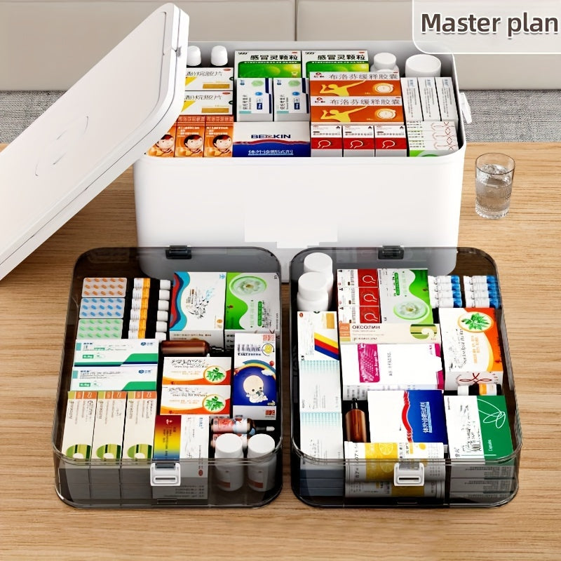 1 piece of a sturdy and convenient medicine organizer - Made of waterproof material, with multiple compartments for storing medicines at home and while traveling. It is lightweight, easy to clean, and can be stored under the bed.