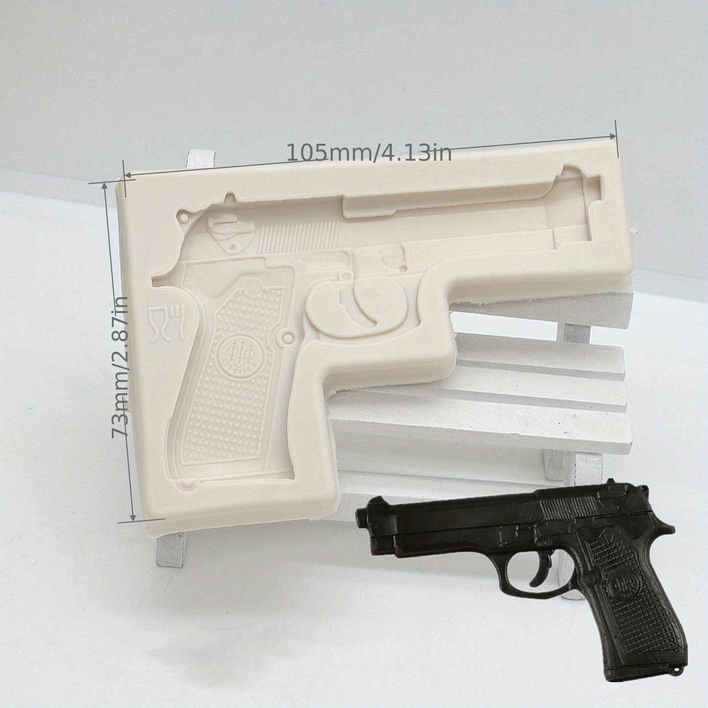 1 piece Gun Bullet Chocolate Mold, 3D Silicone Mold in the shape of a Pistol AK Rifle, ideal for making candy, fondant, and other treats. A must-have for baking enthusiasts, this tool is perfect for creating unique and fun kitchen creations.