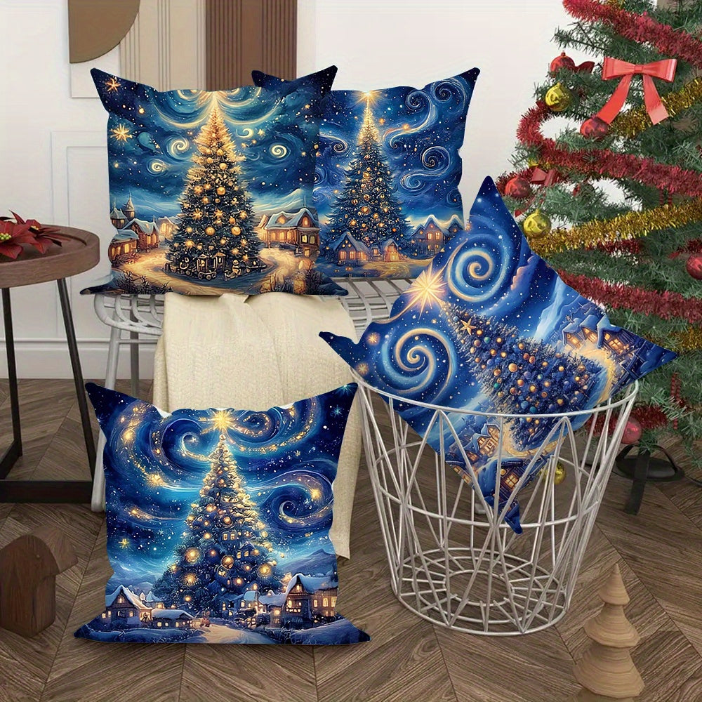 - Transform your home into a cozy winter wonderland with this 4-piece Merry Christmas Throw Pillow Cover Set 
- Each cover features a soft and comfortable material with a beautiful Night Sky Tree design
- Perfect for adding a festive touch to your living