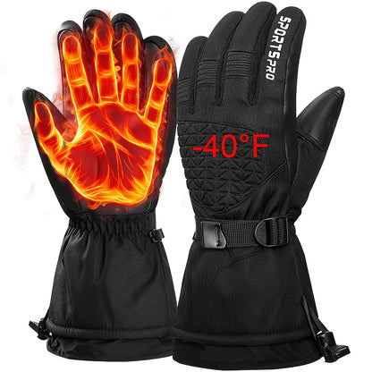 YOBENKI -40℉ Ski Gloves: Waterproof Touchscreen Snowboard Gloves for Men & Women - Keep Warm in Cold Weather. Made of Knit Fabric, Hand Washable. Perfect for Christmas, Thanksgiving, and Spring Festival.