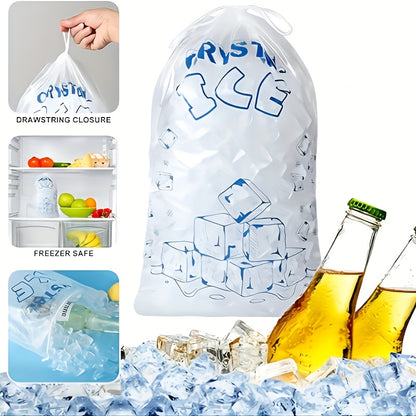 Set of 5 Reusable Crystal Ice Bags, Each Bag Holds 4.54KG, Durable and Leak-Proof Freezer Bags, BPA-Free with Drawstring, Ideal for Coolers, Home Kitchen, Restaurant Storage, and Party Use