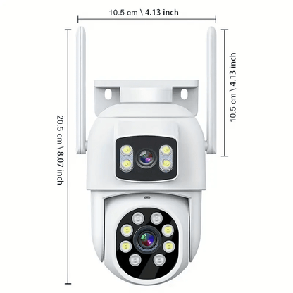 ZHXINSD Dual Lens WiFi Security Camera offers 360° View Color Night Vision, Motion Detection, Two-Way Audio, Smartphone Compatibility, USB Powered, 2.4/5G Wireless, Made of ABS Material, No Battery Needed - Ideal for Home Surveillance CCTV.