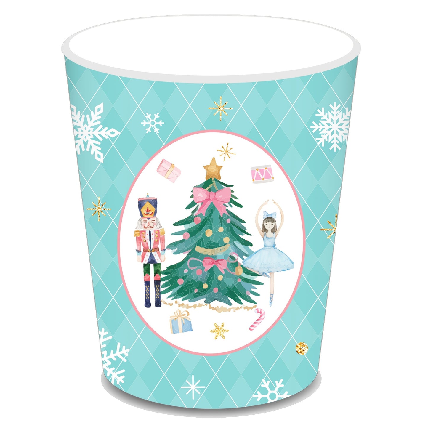 Christmas Party Supplies for Men featuring Pecan Fairy Christmas Tree Design - Complete Set with Plates, Cups and Napkins for Festive Holiday Tableware