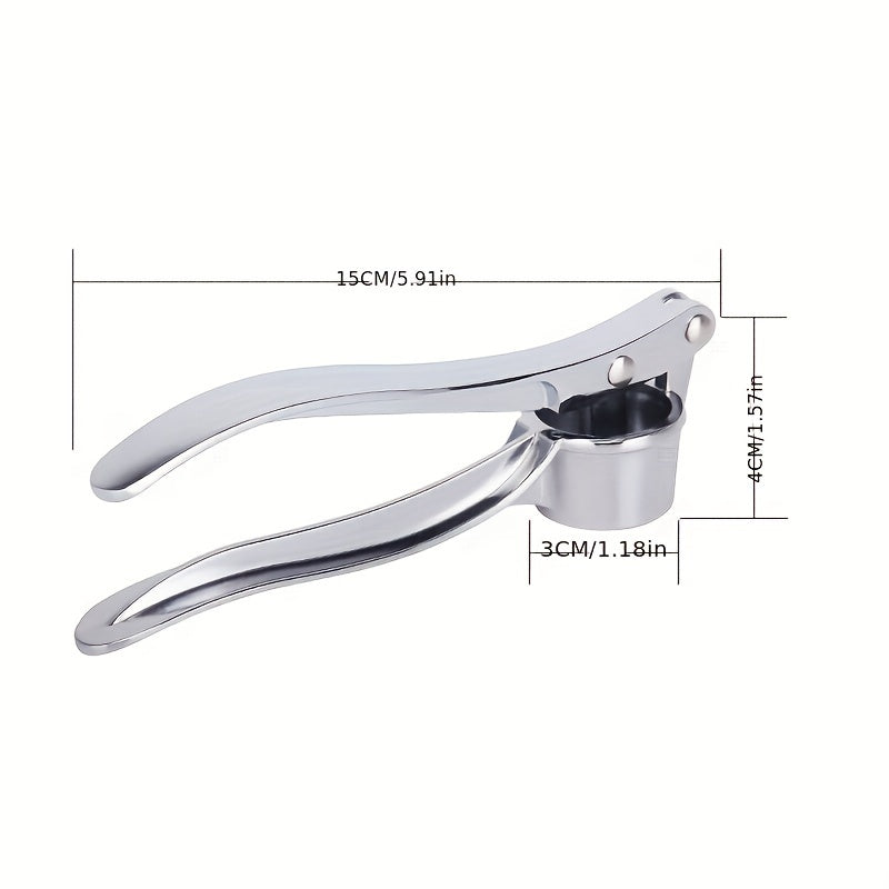 1 piece of a multifunctional stainless steel garlic press, also known as a metal garlic mincer, washable garlic crusher, kitchen garlic chopper, ginger squeezer, garlic masher, and garlic mincer. This versatile kitchen tool is a must-have for any