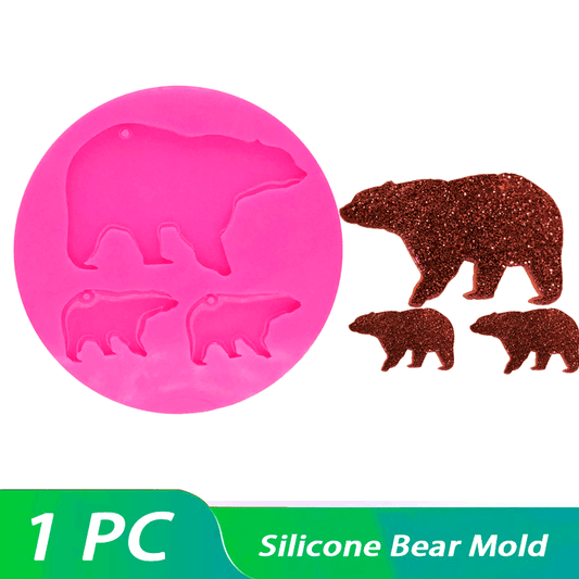 1 PC Silicone Mold featuring Mother and Cub Bear Design - Perfect for Making Keychains, Candy, Biscuits, and DIY Crafts, Non-Toxic and Food Grade