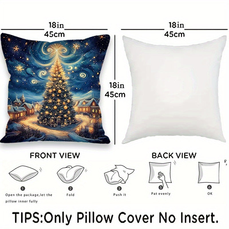 - Transform your home into a cozy winter wonderland with this 4-piece Merry Christmas Throw Pillow Cover Set 
- Each cover features a soft and comfortable material with a beautiful Night Sky Tree design
- Perfect for adding a festive touch to your living