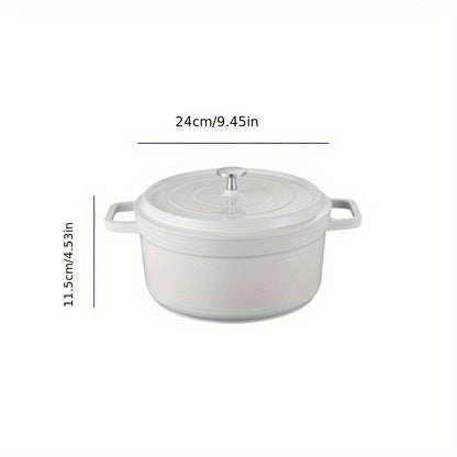 1 piece Enamel Non-Stick Pot with Lid, versatile multi-purpose pot for stewing, making soup, and cooking. Suitable for use in the oven, induction cooker, halogen and gas stove, and electric ceramic stove. Available in sizes 93 oz and 160.6 oz.