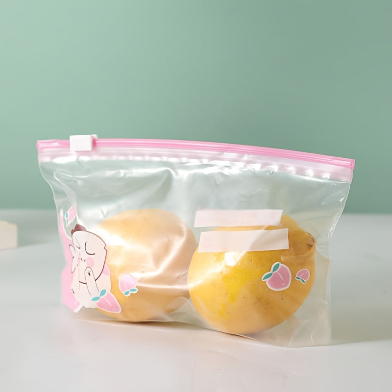 Ziplock Seal Bags, available in packs of 10, 15, or 20. These Food Sealing Bags are thickened for added durability and intended for use in household refrigerator and freezer storage. They are self-sealing and airtight to keep your food fresh for longer.