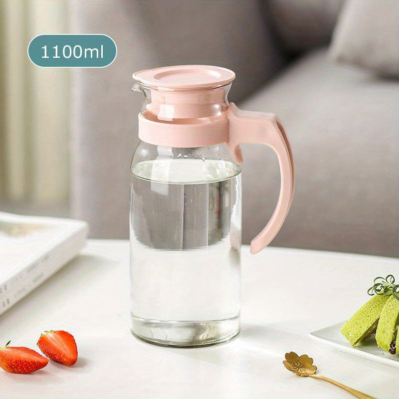 [Best-Selling] Stylish Large Glass Water Jug with Handle - Available in 800/1100/1400ml, Perfect for Cold Drinks, High-Temperature Resistant for Home Use and Kitchen Storage|Unique Handle Design|Made with Durable Borosilicate Glass