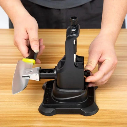 [Ruixin Pro III Professional Knife Sharpener System] The Ruixin Pro III Professional Knife Sharpener System features a durable cast iron construction and allows for manual sharpening with 4 high-quality whetstones. This non-electric chef's knife honing