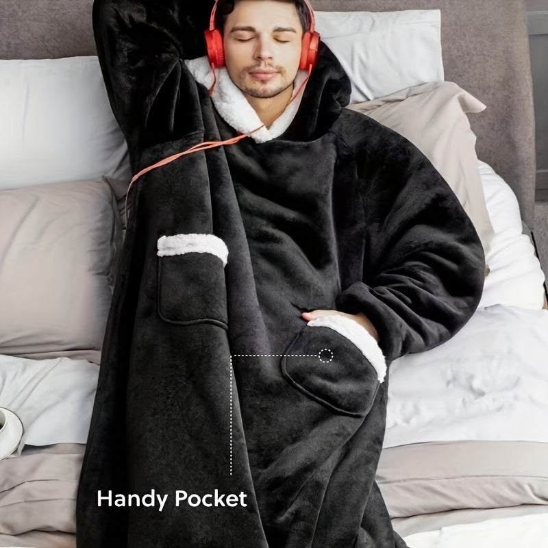 1 piece Hoodie Wearable Blanket for both Women and Men, an Oversized Blanket Sweatshirt that is Super Soft, Warm, and Comfortable. This Wearable Blanket Hoodie is perfect for Adults and comes with a Big Pocket for convenience. It can also be used as