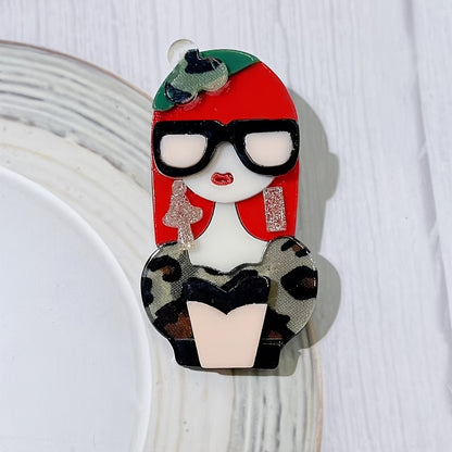 [Adorable Cartoon Glasses Brooch Pin] This cute brooch features a cartoon glasses design with leopard print, made from acrylic in an irregular shape. It's a stylish accessory that adds a touch of retro flair to your outfit, perfect for decorating scarves.