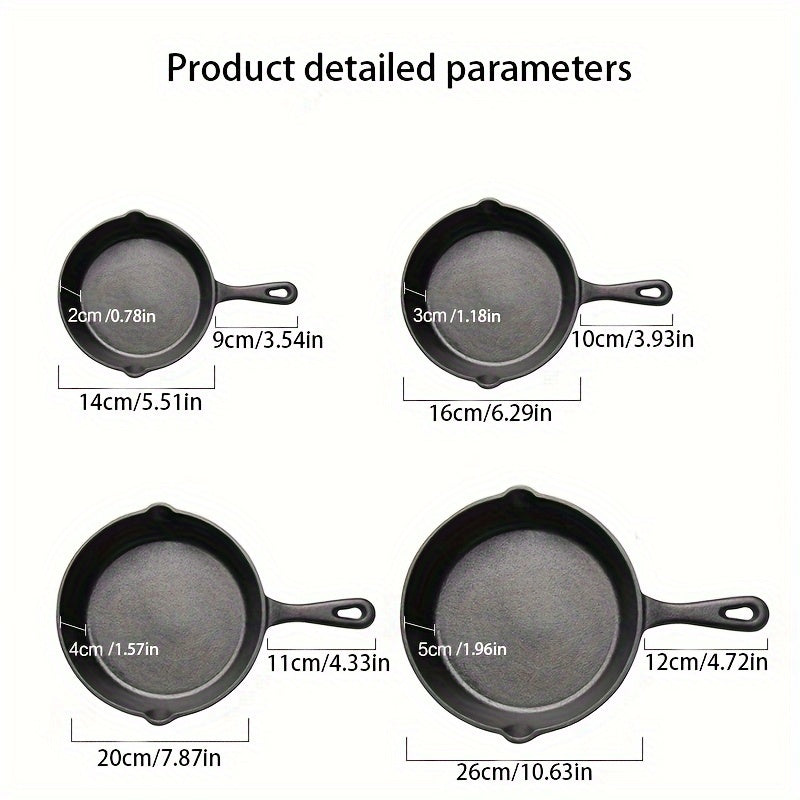 [Highly Rated] Multi-Purpose Cast Iron Skillet with Non-Stick Surface, Perfect for Cooking Steaks and Eggs on Gas or Induction Cooktops, Ideal for Outdoor Camping and Travel - Offered in 12.7cm, 15.24cm, and 17.78cm Variants