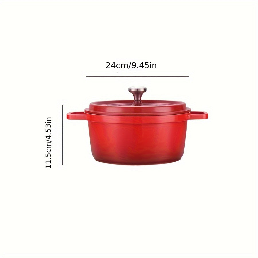 1 piece Enamel Non-Stick Pot with Lid, versatile multi-purpose pot for stewing, making soup, and cooking. Suitable for use in the oven, induction cooker, halogen and gas stove, and electric ceramic stove. Available in sizes 93 oz and 160.6 oz.