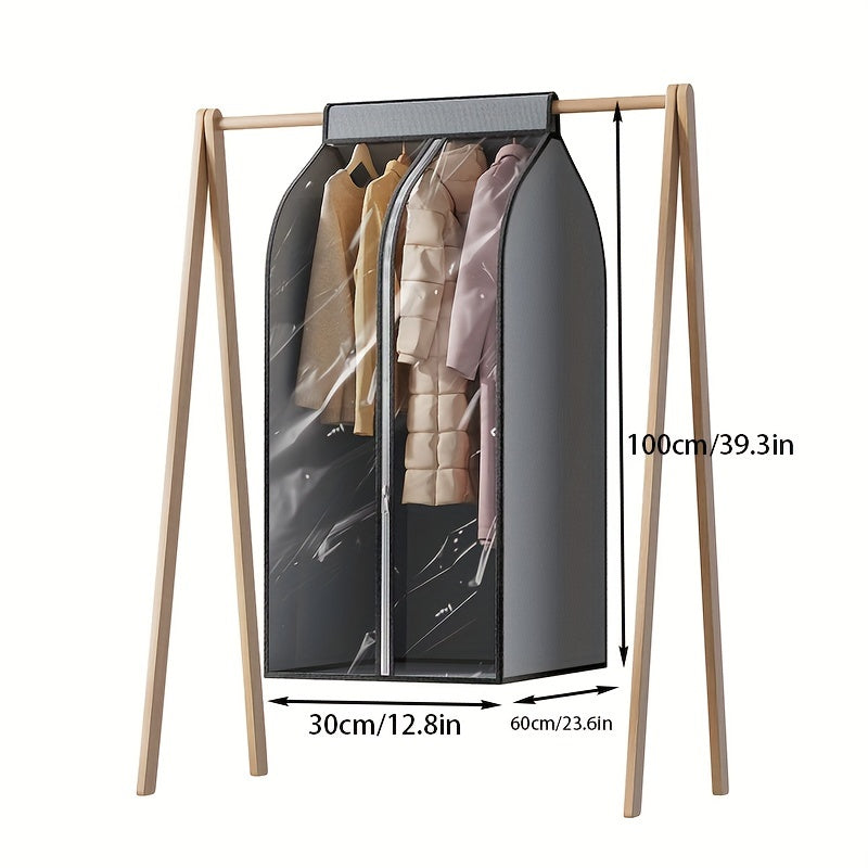 1 piece of AOLORES Contemporary Waterproof Polyethylene Garment Storage Bag, a versatile rectangular-shaped bag with a secure zipper for protecting clothes in the closet. It can be used as a dust cover for hanging shirts, coats, dresses, suits, and for