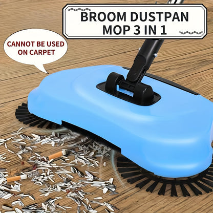 1 piece of a 3-in-1 Manual Broom Dustpan Mop Combo designed for hard floors that efficiently sweeps up pet hair and spills. This non-electric push sweeper comes with an extra cleaning cloth and is perfect for use in living rooms, bedrooms, bathrooms