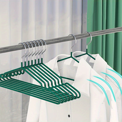 [Bestseller] Set of 10 Heavy-Duty Stainless Steel Hangers with Non-Slip Shoulder Notches, Perfect for Hanging Adult Coats, Suits, and Dresses - Ultimate Closet Organizer.