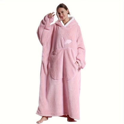 [Reliable] Super-Soft Oversized Hoodie Blanket - Extra-Long Wearable Sweatshirt with Large Pockets for Men and Women, Cozy Red Color