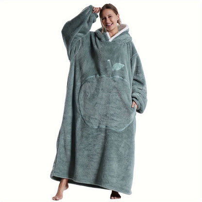 [Reliable] Super-Soft Oversized Hoodie Blanket - Extra-Long Wearable Sweatshirt with Large Pockets for Men and Women, Cozy Red Color