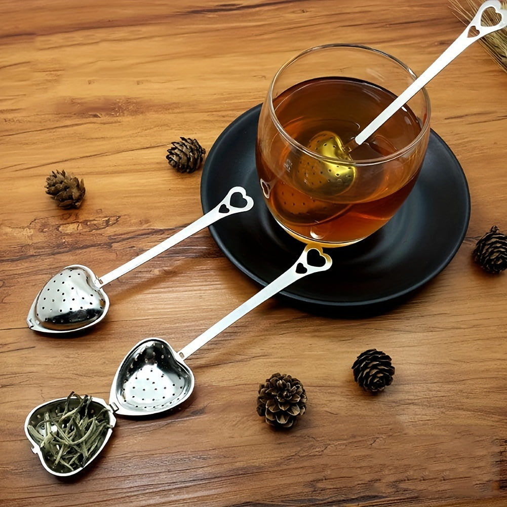 1 piece Love Tea Filter, Tea Spoon, Heart-shaped Stainless Steel Tea Infuser, Tea Steeping Spoon, Mesh Tea Filter, Perfect for Black Tea, Green Tea, Flower Tea, etc., Handy Kitchen Gadgets, Long-lasting and Simple to Wash