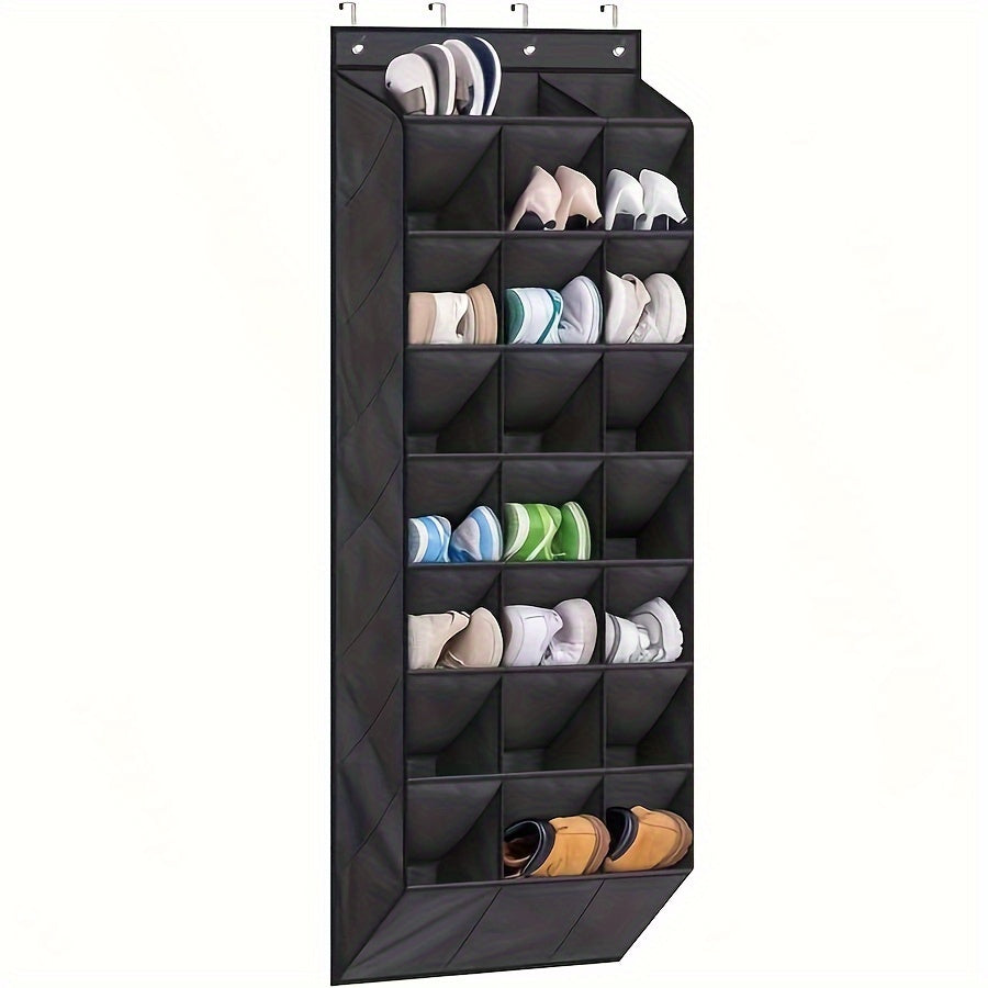 1 piece Fabric Over-the-Door Shoe Organizer featuring 24 Pockets - Ideal Wall Hanging Storage Rack for Bedroom, Living Room, and Home - a Versatile Storage Solution for Shoes, Bags, and Accessories