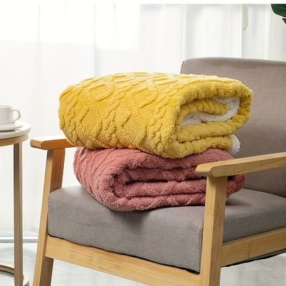 Yellow Ultra-Soft Taffeta Fleece Throw Blanket - Provides Cozy, Thick Warmth for All Seasons - Ideal for Couch, Bed, Office, and Travel