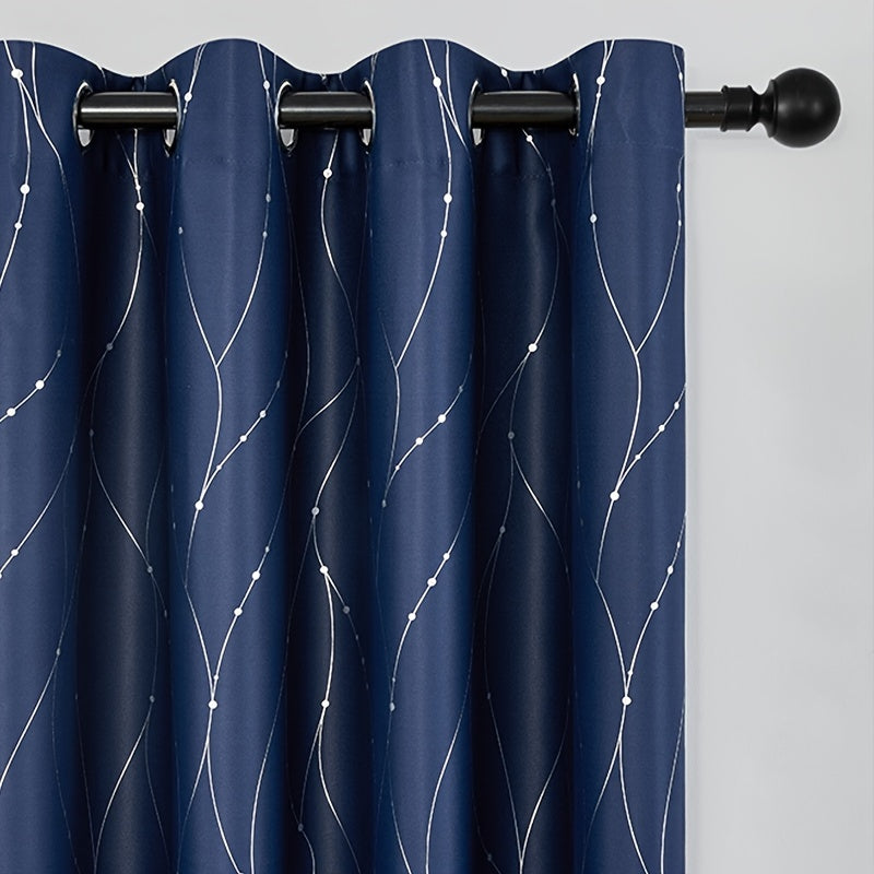 1 piece of geometric pattern curtain with heat insulating properties, featuring an oil print design for blackout purposes. This curtain has grommet top details and is suitable for home decor in the bedroom, living room, office, and study room.