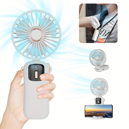 [1 Piece Portable Folding Mini Fan] Stay cool wherever you go with the JKUOO Portable Folding Mini Fan. This USB rechargeable fan features an LED display, quiet operation, and durable plastic construction. With button control and a lithium battery, it's