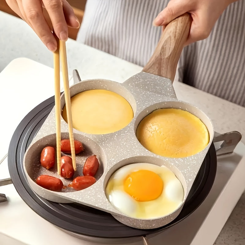 [Top Pick] 1-piece Premium Non-Stick 4-Hole Frying Pan - Great for Cooking Eggs, Burgers, & Steaks | Made of Sturdy Aluminum with Maifanshi Coating | Ideal for Breakfast & Small Dishes | Recommend Hand Washing