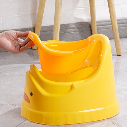 Yellow Potty Training Chair with Cute Duck Design for Boys and Girls - Durable Plastic Seat, Easy-to-Clean, Comfortable and Sturdy Toilet Training Seat