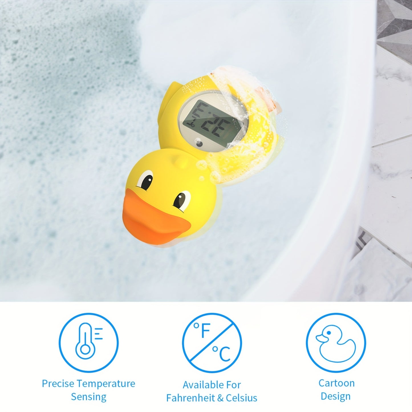 [Top Pick] Cartoon Kids Water Thermometer - Precise, Versatile Three-in-One Design for Room and Pool Use, Made of Yellow Cadmium-Free Plastic, Battery Operated with LR44*2 Batteries Included, Induction Technology for Accurate Measurement, Ideal for