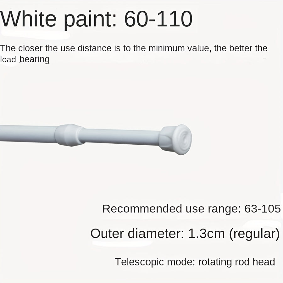 1 piece Modern Adjustable Tension Curtain Rod - Sturdy Telescopic Pole with No-Drill Installation - Extendable Rod for Shower, Closet, Window, or Towel Rack - Made of Steel and Plastic - Home Decor Essential