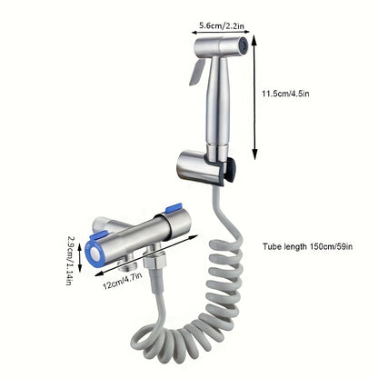 [Лидеры продаж] Ручной распылитель для биде из нержавеющей стали, не требуется электричество, насадка для душа для унитаза для улучшенной гигиены | Современная ванная комната | Включает гибкий шланг