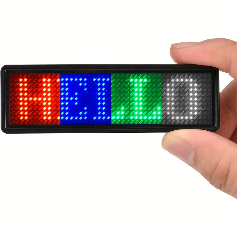 [Top Pick] Rechargeable Wireless LED Badge - 48x12 Pixel Matrix Display, App-Controlled Scrolling Text & Logos, Simple Customization for Events, Restaurants, Nightclubs - Clip & Magnet Included, Multi-Language Support, Suitable for Exhibitions, Hotels