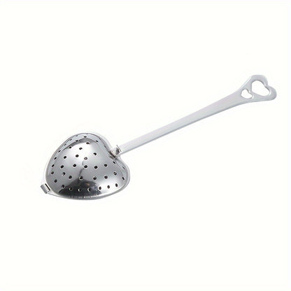 1 piece Love Tea Filter, Tea Spoon, Heart-shaped Stainless Steel Tea Infuser, Tea Steeping Spoon, Mesh Tea Filter, Perfect for Black Tea, Green Tea, Flower Tea, etc., Handy Kitchen Gadgets, Long-lasting and Simple to Wash