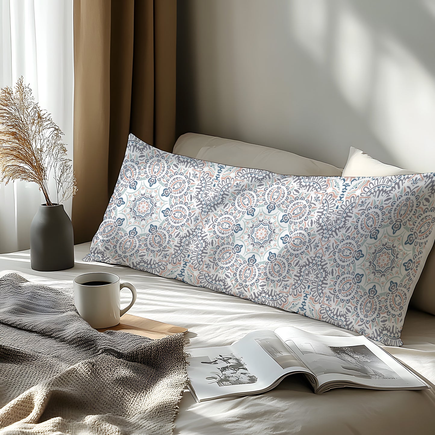 1 Piece Geometric Floral Pillowcase made with 100% Soft Skin-Friendly Fabric. The Woven Pillow Cover is Machine Washable and features an Envelope Closure, perfect for Bedroom, Guest Room, Hotel use. Makes an Ideal Gift.