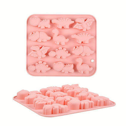 1 piece of Dinosaur Cake Mold, made from 3D Silicone and featuring 12 cavities for pudding and chocolate molding. Perfect for DIY cake decorating and a must-have baking tool in any kitchen.